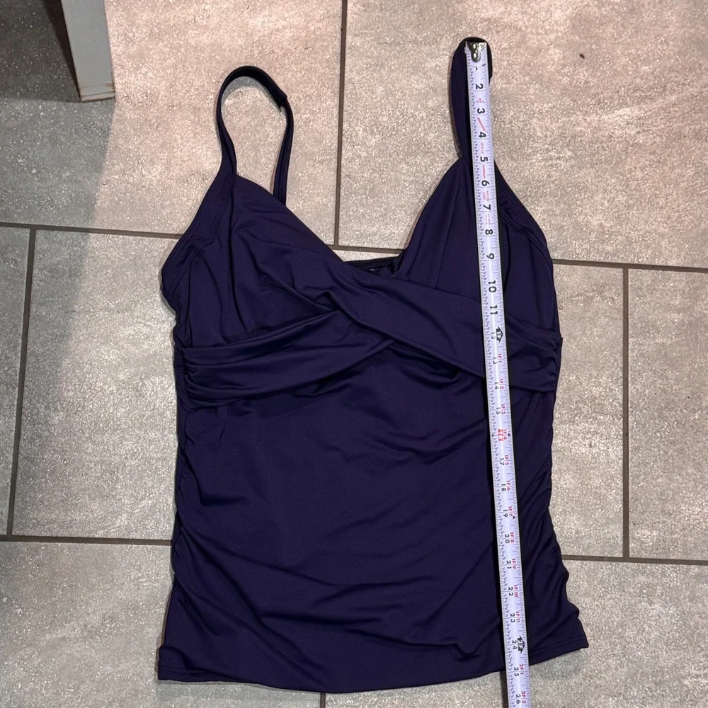 Lands End Tankini Swim Top Women 14L Navy Blue Excellent Underwire Ruched Twist - Picture 5 of 9